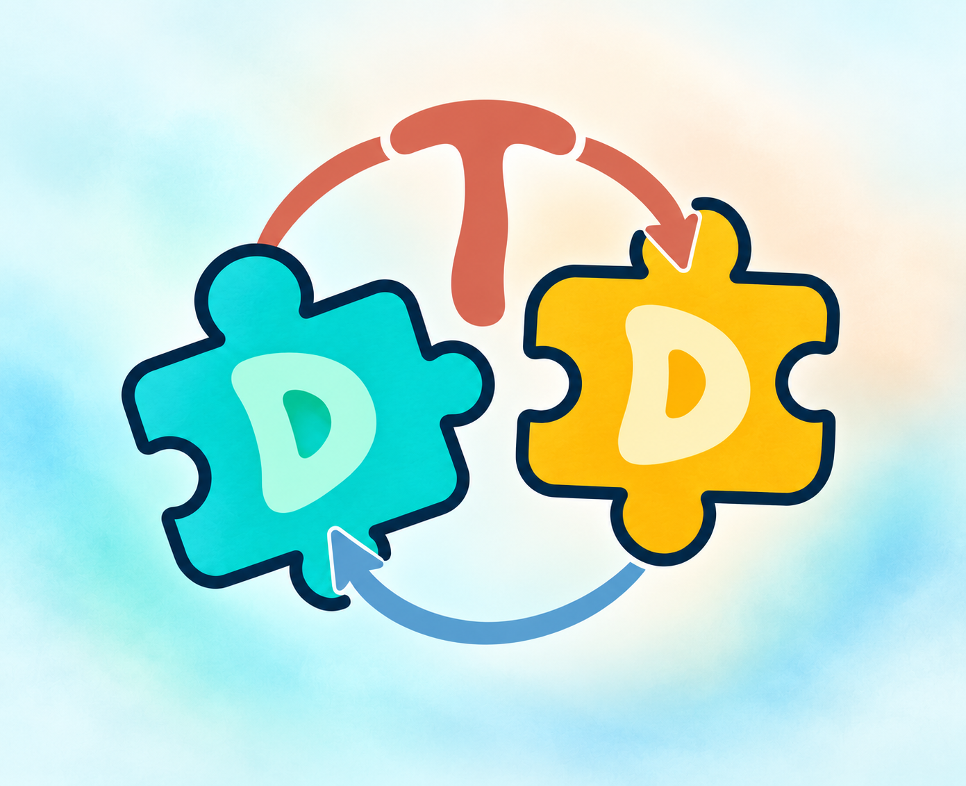 Zwei Dash Cards, durch Talk und einen Erkenntnisfluss miteinander verbunden